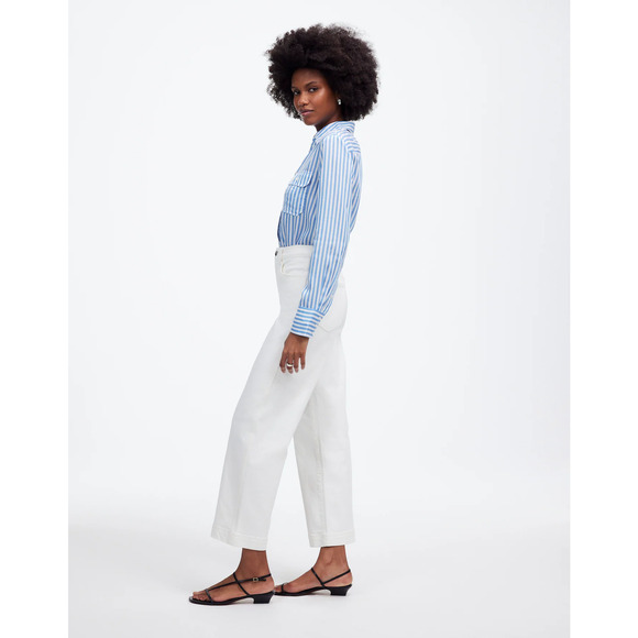 NWT Madewell Perfect Vintage Wide-Leg Crop Jeans White Size 29 - Picture 3 of 9